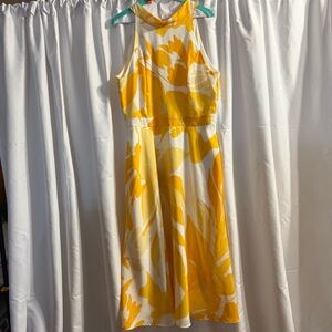 Sunshine Yellow Floral Midi Dress